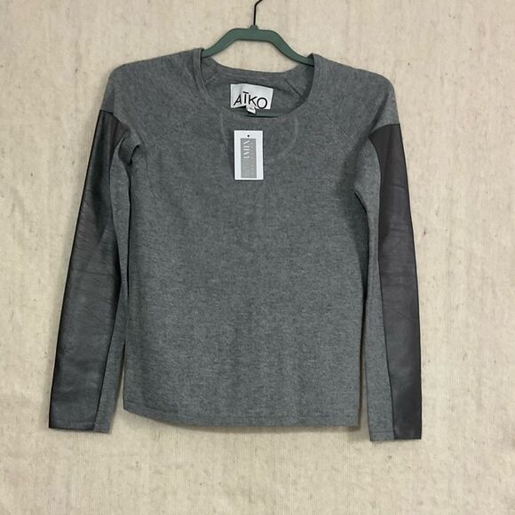 NWT Bergdorf Goodman Aiko Kwan Leather-Sleeve Sweater Size XS - Picture 10 of 14